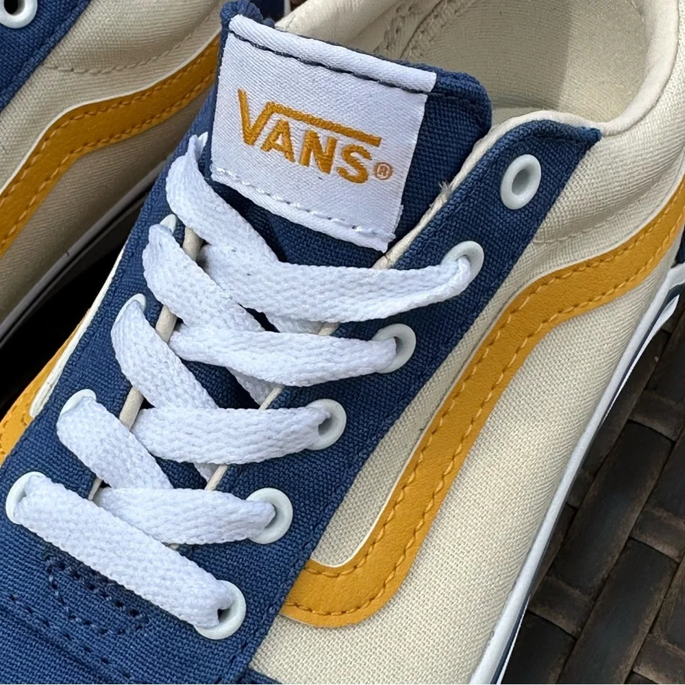 Vans Blue, Cream & Yellow Kids' Low Top Sneakers
